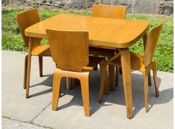 1947-1950 Vintage Thaden-Jordan Molded Wood Dining Room Set W/ Glass Table Top Protector