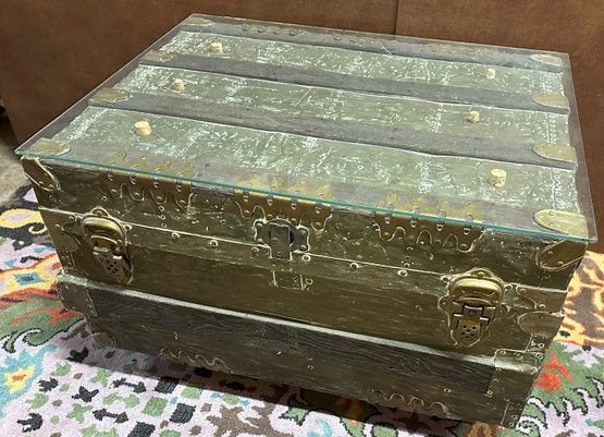 Antique Trunk With Glass Top