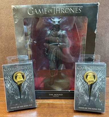 Game Of Thrones 'the Hound' Figure And 2 Hand Of The King Pins