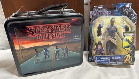 Stranger Things Lunchbox And Black Panther Shuri Figure
