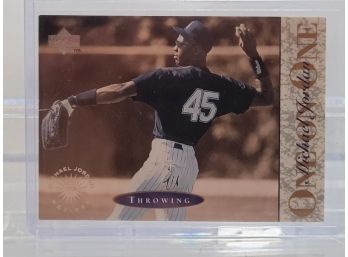 1995 Upper Deck #1 One On One Michael Jordan Throwing Baseball Rookie Card