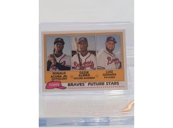 2018 Topps Archives 1981 Topps Future Stars Trios #FS-BRA Ozzie Albies/Ronald Acuna Jr./Luiz Gohara Atlanta Br