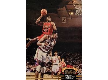 1992-93 Topps Stadium Club #1 Michael Jordan Bulls Dunk On Patrick Ewing