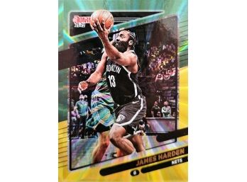 2021-22 Panini Donruss #64 James Harden GREEN & YELLOW LASER PARALLEL SP