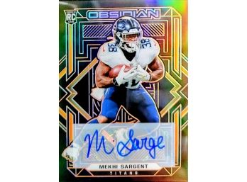 Mekhi Sargent Rookie Auto Obsidian Football 2021 Electric Orange Etch /75 No. 155 RC