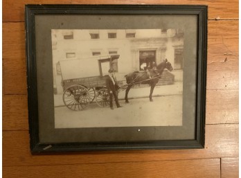 Framed Photograph Of Man With Horse And Buggy