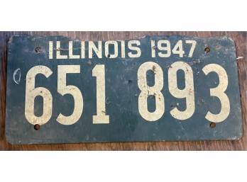 Antique Cardboard 1947 Illinois License Plate