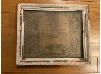 Framed German Certificate Of Some Kind - Frame Needs Repair