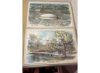 Lot 0f Random Placemats - Landscape On One Side - Brown Plaid On Other