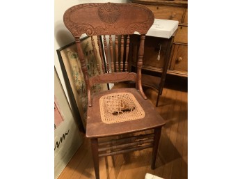 Set Of Six Antique Spindle Back Chairs With Thatched Bottoms