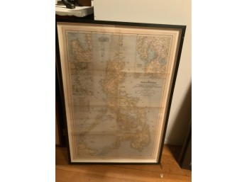 Framed National Geographic Map Of The Philippines - 1945