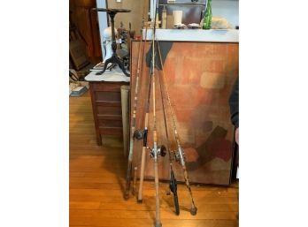 Vintage Lot Of Six Assorted Fishing Poles - Some With Reels, Some Without