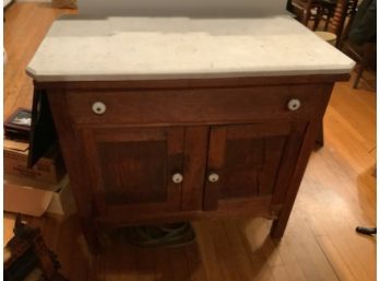 Beautiful Antique Marble Top Cabinet With 1 Drawer And 2 Doors