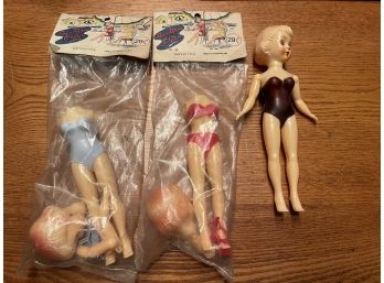 Antique Maysun Toys Bikini Bathing Suit Doll - 3 Dolls - 2 Brand New In Plastic