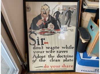 Framed Doctrine Of The Clean Plate Poster - WWI - 1917