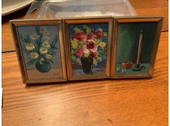 Lot Of Three Small Framed Paintings - Artist Named Andre