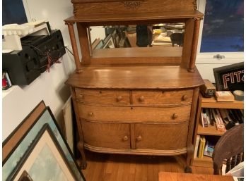 Gorgeous Early 1900s Sears Roebuck 3 Drawer Antique Tiger Maple Side Board With Mirror