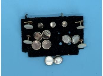 Lot Of Mother Of Pearl Button Covers And Cuff Links