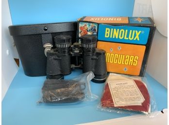 Binolux Binoculars With Case, Strap, Cleaning Cloth And Original Documentation