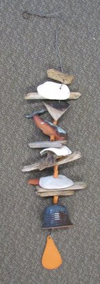 Vintage Pottery, Wood, Shell Wind Chimes
