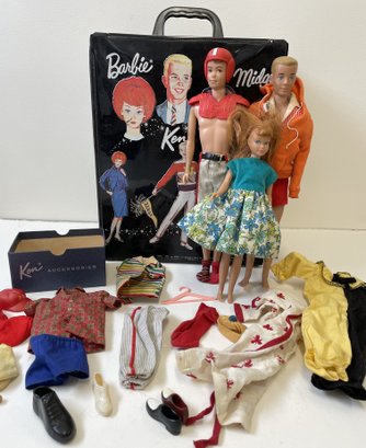 (2) 1960s Era KEN,ALLEN, SKIPPER Barbie Dolls With Original Clothing & Case