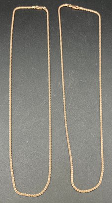(2) Sterling Silver .925 Italy Rose Gold Tone Chain 18' Necklaces .21 TOZ