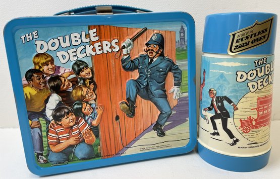 1970 THE DOUBLE DECKERS Aladdin Lunch Box With Thermos