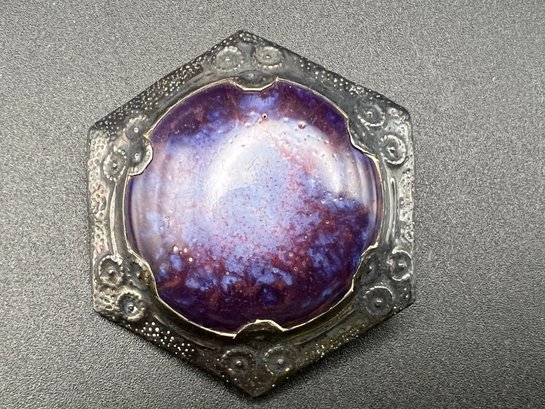 1910s Arts And Crafts Ruskin Pottery Purple Brooch