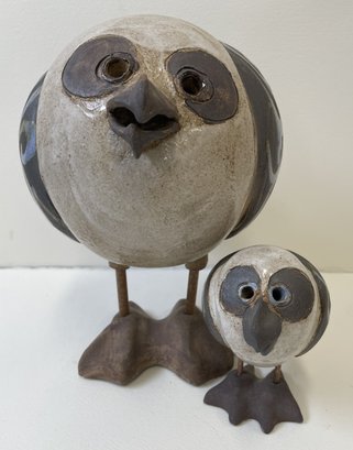 SUSAN DAVIS Mama & Baby Seagulls Pottery Sculpture Figures