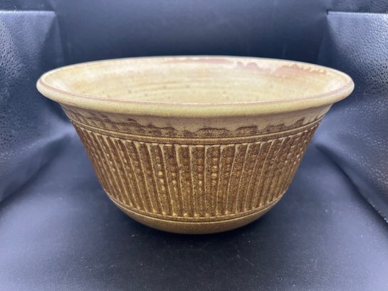 Mid Century 1977 Early David Voorhees Signed Stoneware Pottery Serving Bowl