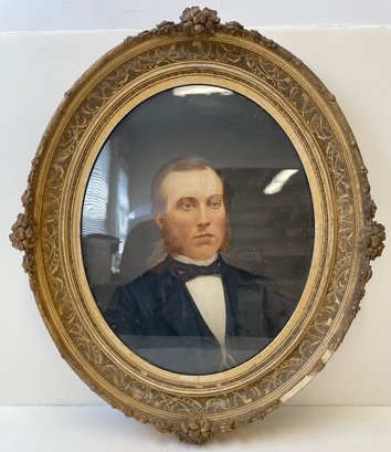 1861  G.W.WATERS Portrait Painting In Gold Gilt Frame