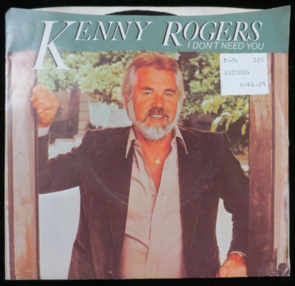Kenny Rogers I Don't Need You 7' Picture Sleeve