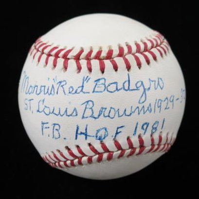 Red Badgro (D. 1998) Single Signed Baseball - Hall Of Famer