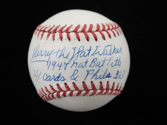 Harry The Hat Walker (D. 1999) St Louis Cardinals Single Signed Baseball