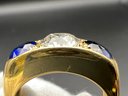 18KT Gold 1.5 Ct Diamond And .75 Ct Sapphires Ring Sz 8.5 Weighs 11.1 Grams