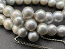 Vintage 14KT White Gold Mings Gray Pearl Double Strand 7' Bracelet