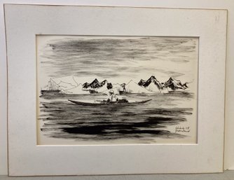 1978 Inuit Native American Illustration Ink On Paper-Greenland