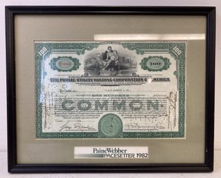 1930 THE PUBLIC UTILITY HOLDING CORPORATION OF AMERICA Stock Certificate