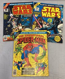 (3) 1977 Oversized MARVEL Comic Books - Star Wars Spider-Man