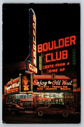1959 Las Vegas Boulder Club Bar Casino Chrome Postcard