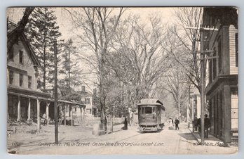1910's Onset MA Wareham Main St Street Car Trolly Postcard