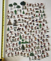 Large Collection Of Flat Vintage Metal Figurines & Trees Lot #14