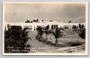 1930's Chula Vista CA Grammar School Real Photo Postcard RPPC