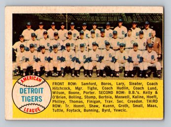 1958 Topps #397 Detroit Tigers Baseball Team Card