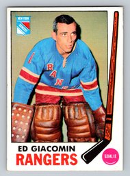 1970 Topps #33 Ed Giacomin Hockey Card W/ Hockey Stamp