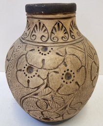 Pottery Vase With Floral Pattern