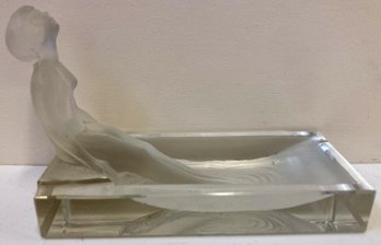 Vintage Art Deco DESNA Nude Art Glass Crystal Pin Tray