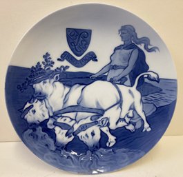 1880-1905 Royal Copenhagen Memorial Plate, Gefion Plowing