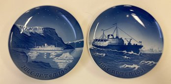 (2) 1950s Bing And Grondahl Blue And White Collectors Plates