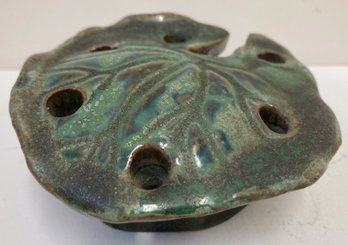 1920s Era Pottery Lily Pad Flower Frog